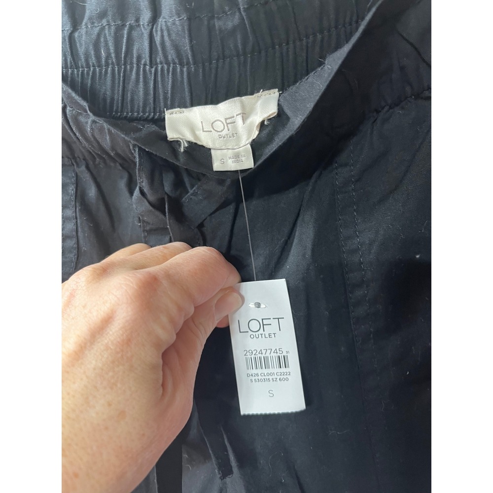 Loft‎ Outlet Womens Black Paperbag Waist Drawstring Utility Shorts Small NEW NWT - Picture 2 of 3